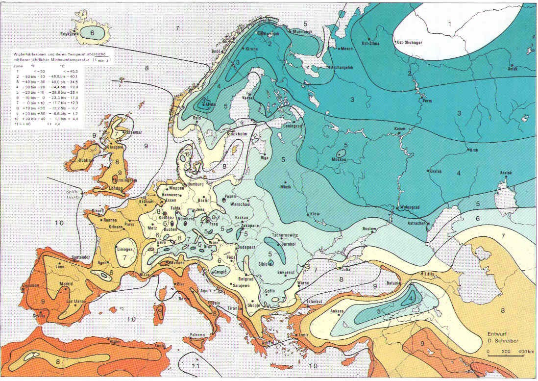 Климатическая карта Европы